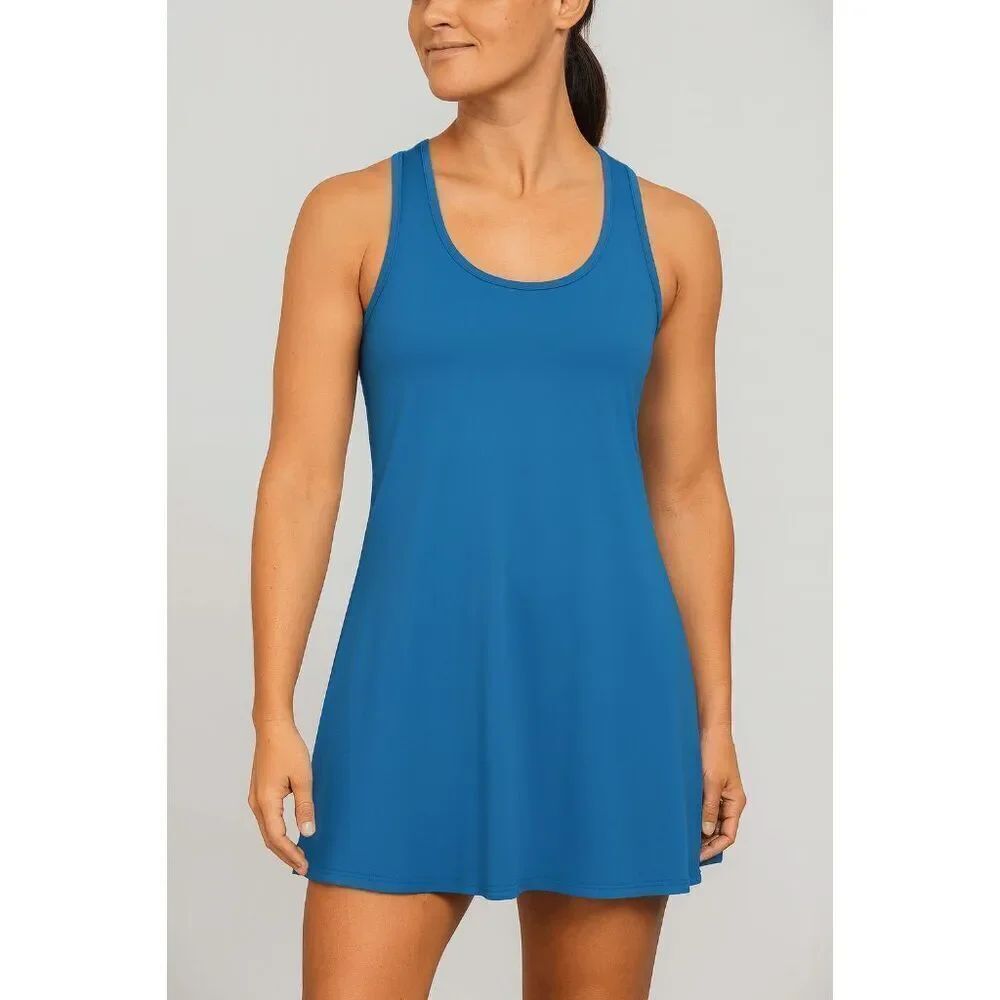 24/7 Comfort  Apparel Women's Blue Sleeveless Tunic Flared Tank Top M